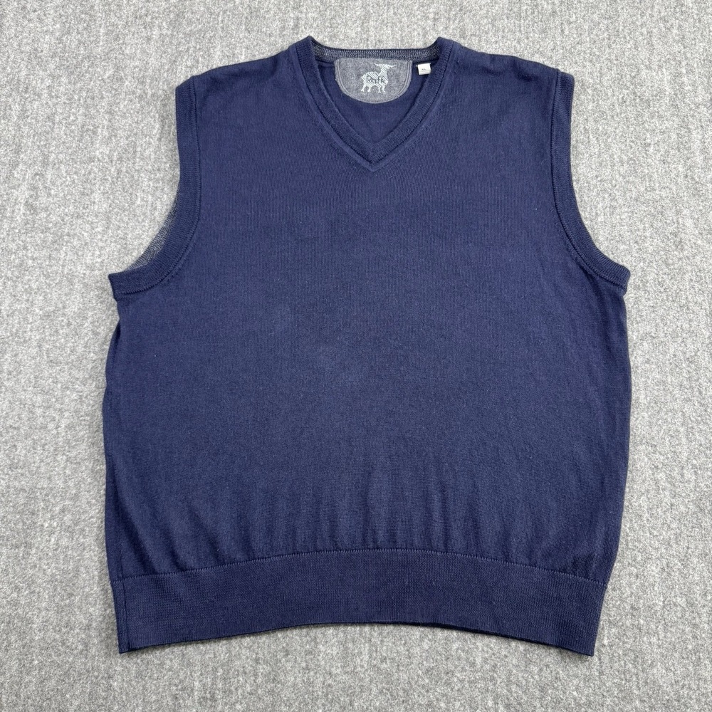 Raffi Men's XL Navy Blue 100% Extra Fine Merino Wool V-Neck Sweater Vest